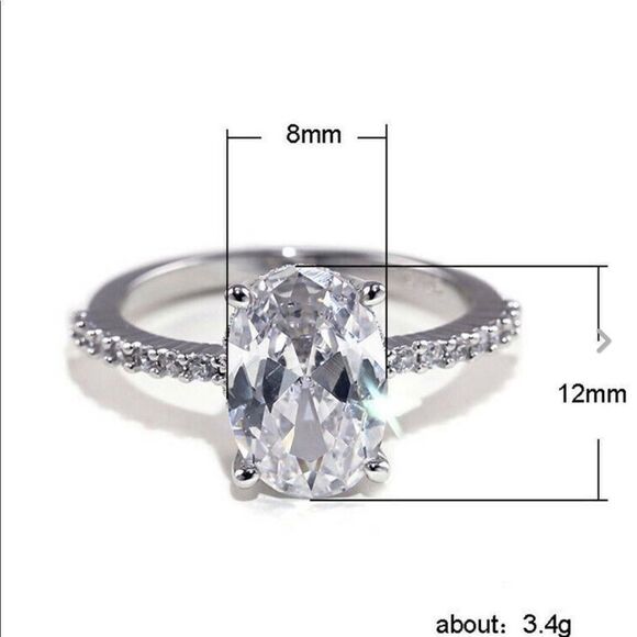 NEW White Gold OVER 925 5ct Oval CZ Diamond  Ring - Picture 3 of 8